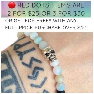 π΄πFREE ! Amazonite beads 6mm silver skull bracelet